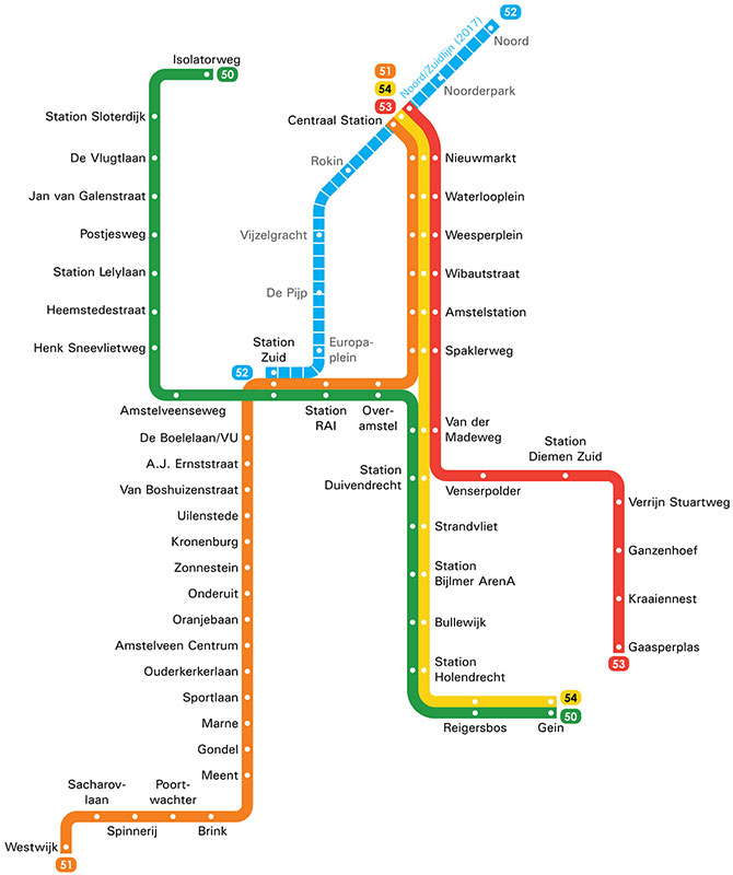 Карта метро Амстердама